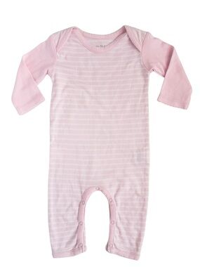 Under The Nile Baby Romper 3-6M Pink White Stripe Organic Egyptian Cotton